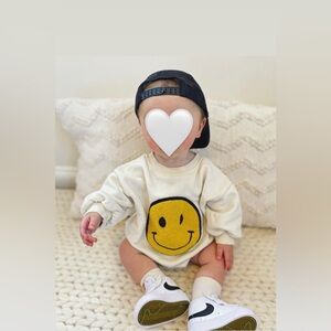 Smiley chenille bubble romper 6M